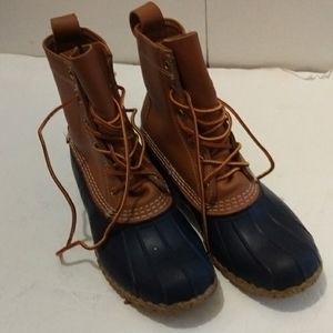 LL Bean Boots Navy Tan Leather size 7